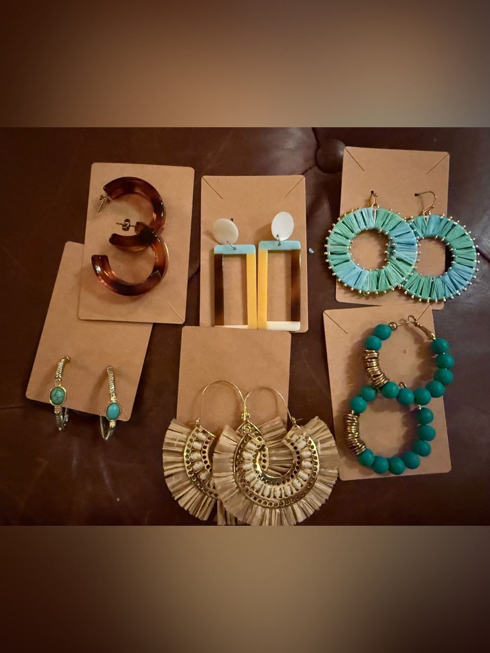 Handmade Turquoise and Yellow Geometric Drop Earrings - Women Jewelry